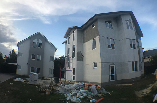 lawn broken by construction work